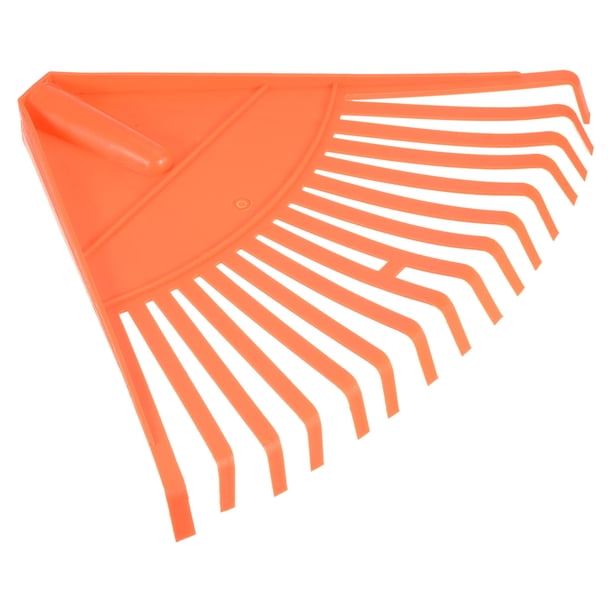 Reemplazo de rastrillo de hojas de 16 púas de Uxcell, herramienta de jardín de nylon endurecido para patio y césped, color naranja