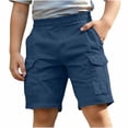 thumbnail image 2 of SGMVNU Boys Cargo Shorts Comfortable Casual Solid Color Short Pants for Summer Fashion Kids Outdoor Play Wear Navy Size 9-10 Years, 2 of 6