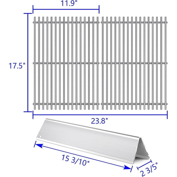 7636 7638 7639 Grill Grates Grill Parts for  Spirit 2 Spirit II E-310, E-320, S-310, S-320,GS4 Spirit 300 Series Flavorizer Bars 15.3”, 17” Stainless Steel BBQ Grid Replacement Accessories