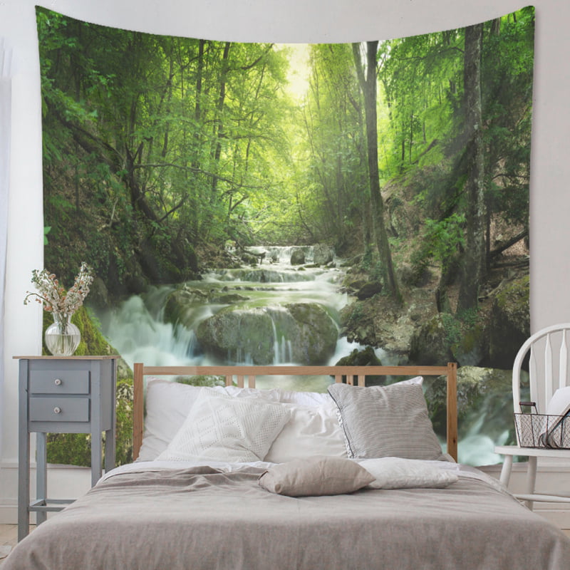 Rainforest Landscape Tapestry Wall Hanging Green Forest Road Trees Nature Scenery Misty For Bedroom Living Room Com - Forest Wall Tapestry Australia