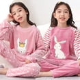 thumbnail image 2 of Ropa para niñas, conjunto de pijamas de lana de Navidad, franela para niños, ropa de dormir cálida de dibujos animados, ropa de casa para niños, invierno, otoño, primavera, adolescentes de 5 a 15 años, 2 of 4