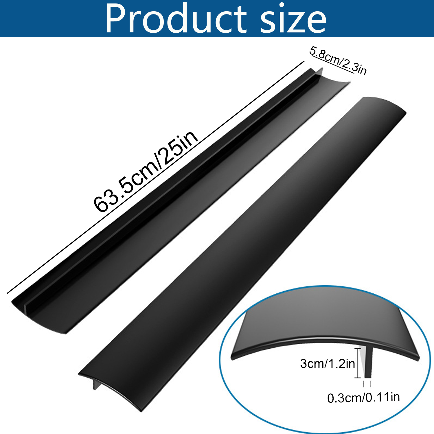 UHIAGREE Stove Counter Gap Cover,2 pack 25 inch Kitchen Silicone Oven Guards for Sides(Black)