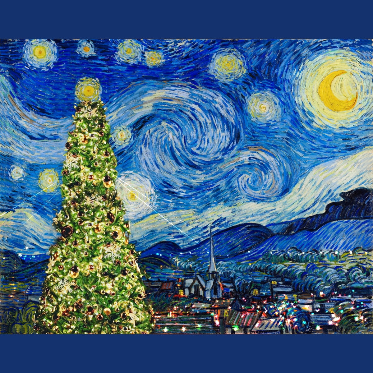Tree Glows Blue Night Tree Heaven Stock Illustration 1699028071