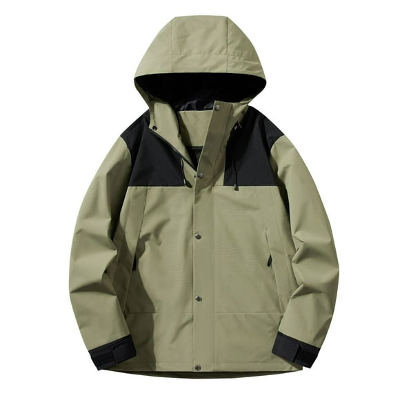 Pisexur Mens Jacket Long Sleeve Color Block Patchwork Button Zip Hoodie Outwear Casual Loose Workout Jacket Fashion Lightweight Wind Breaker Sport Coats Plus Size Mens Bomber Jacket S-4XL