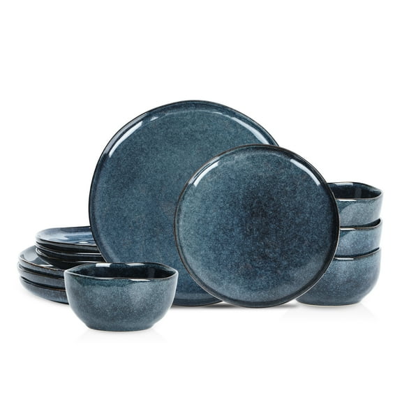 Stone Lain Mirella 12-Piece Dinnerware Set Stoneware, Blue