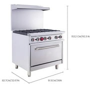 36-Inch Gas Oven Range 6-Burner, Heavy-Duty Oven Ranges 210,000 BTU Commercial Range for Kitchen Restaurant, NSF