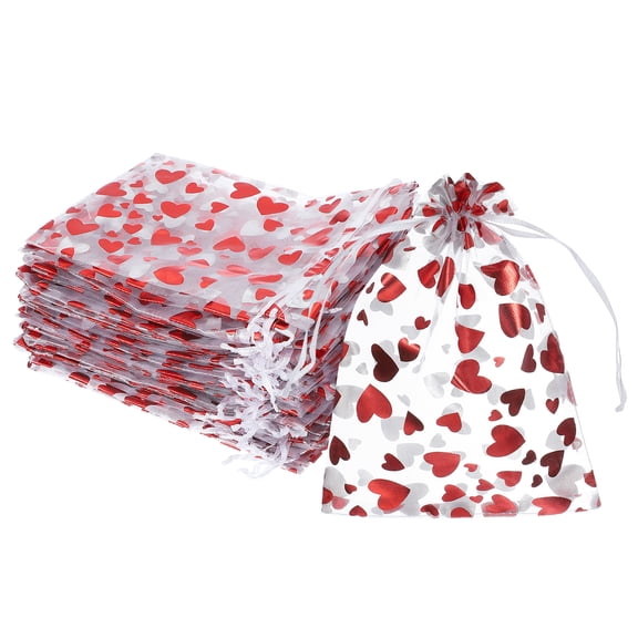 100 Pcs Valentine Treat Bags, 7.1" X5.1" Cello Treat Bags with Twist Ties, for Cookie Candy Wrapping Supplies, White