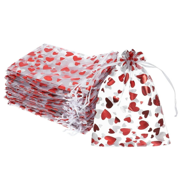 100 Pcs Bolsas de Regalo de San Valentín, 7.1" X5.1" Bolsas de Cello con Cierres de Torcer, para Suministros de Envoltura de Galletas y Dulces, Blancas