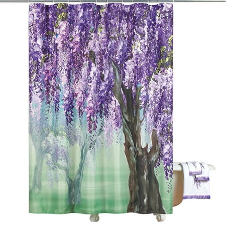 Round Bathroom Windows Shades of Purple Lilac Wisteria Tree Shower Curtain - Spring or Year Round Bathroom Decor Accent ()
