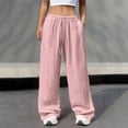 thumbnail image 5 of CENGNIAN Casual Fashion High Waisted Summer Drawstring Pants for Women White Beach PantPink,Size 3XL, 5 of 9
