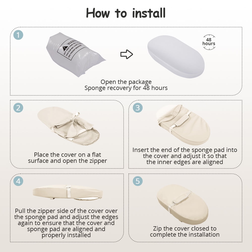 Baby Changing Pad, Caveen Wipeable Baby Changing Station for Diaper Change and Dresser, with Waterproof PU Cover and Non-Slip Bottom, Portable, Beige