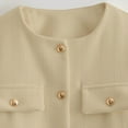 thumbnail image 3 of Miluxas Women's Work office Blazer Button up Round Neck Pure Color Long Sleeve Jacket Suit Blazer Beige S(S), 3 of 5