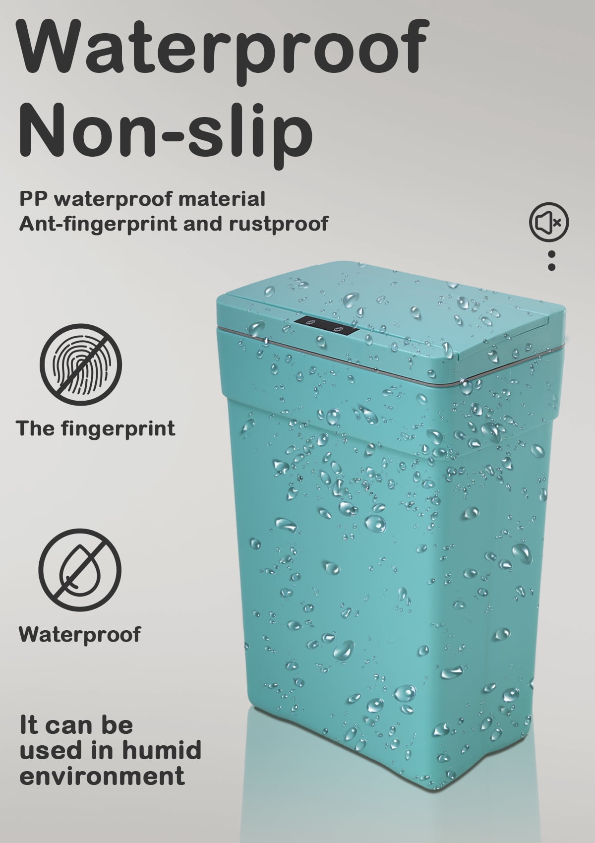 CL.HPAHKL 13 Gallon Touch Free Automatic Trash Can with Lid, Plastic Motion Sensor Kitchen Garbage Can, Touchless Trashcan Trash Bin for Bathroom, Office, Home, Blue