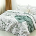 thumbnail image 4 of Cozy Comfort Full Comforter Set - White & Green Floral Comforter, 3-Piece Cute Botanical Bed Set, Fluffy Soft Summer Comforter, Includes 2 Pillow Shams, 4 of 5