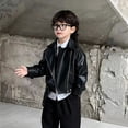 thumbnail image 5 of GiLiling Kids Faux Leather Biker Jacket Moto Style Coat Boys Girls Motorcycle Fall Winter Jacket Zipper Front Cozy Lining Outwear (Black, 9-10 Years), 5 of 9
