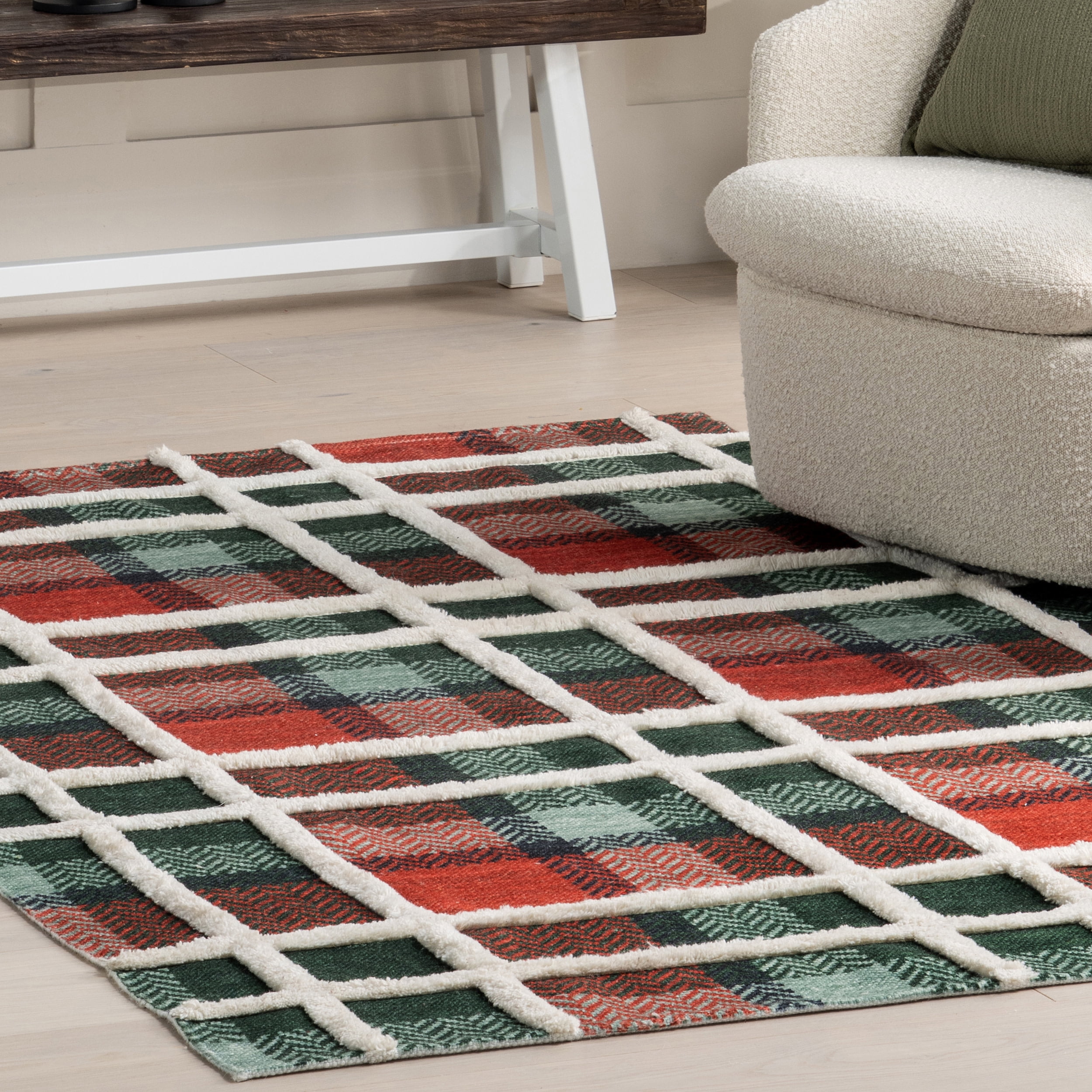 nuLOOM Clara High-Low Tartan Plaid Area Rug, 8' x 10', Hunter Green