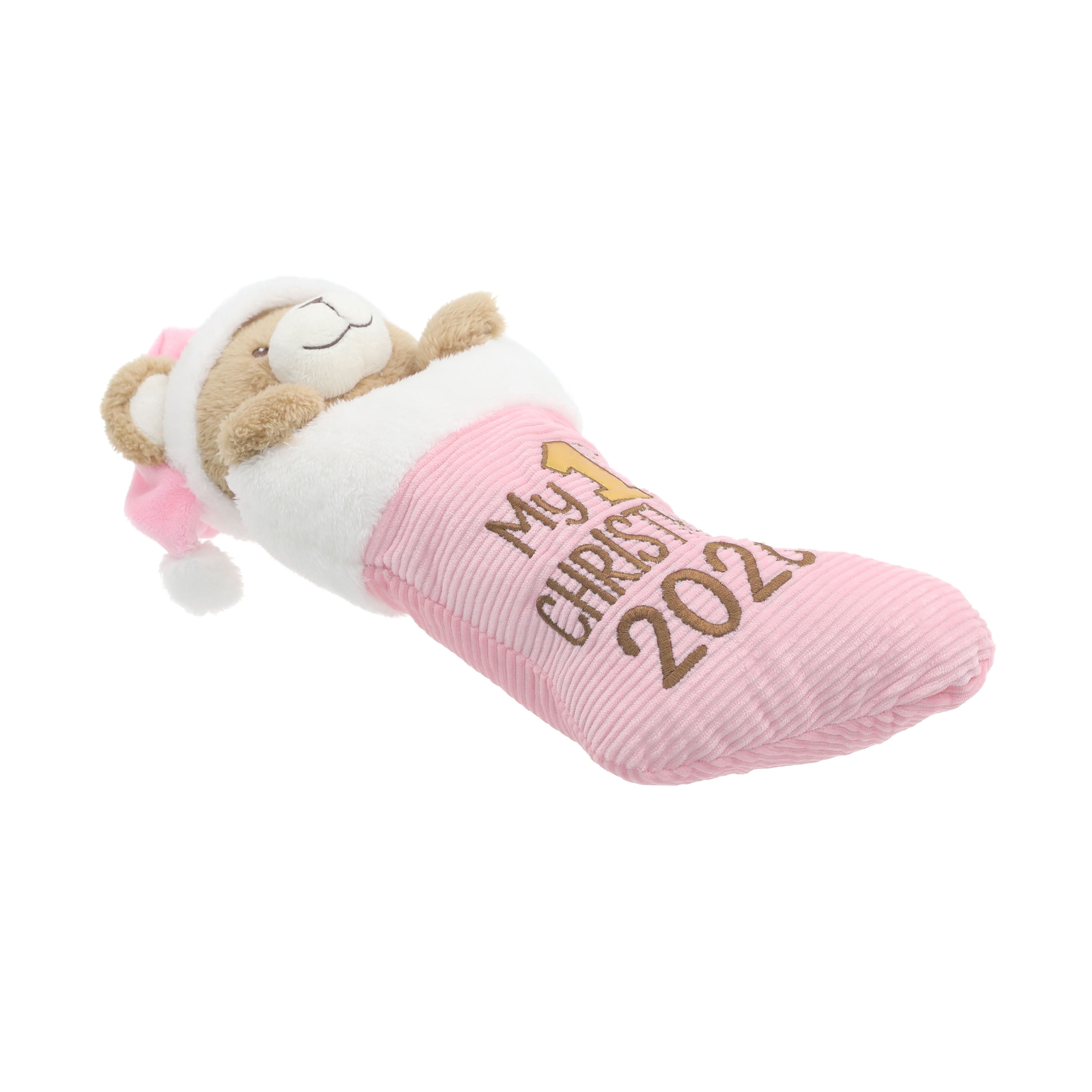 My First Christmas Stocking with Teddy Bear, Pink, 22", by Holiday Time