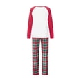thumbnail image 5 of Michellecmm Christmas Family Pajamas Matching Set Snowman Print Raglan Sleeve Tops and Elastic Plaid Pants Loungewear Soft Sleepwear, 5 of 10