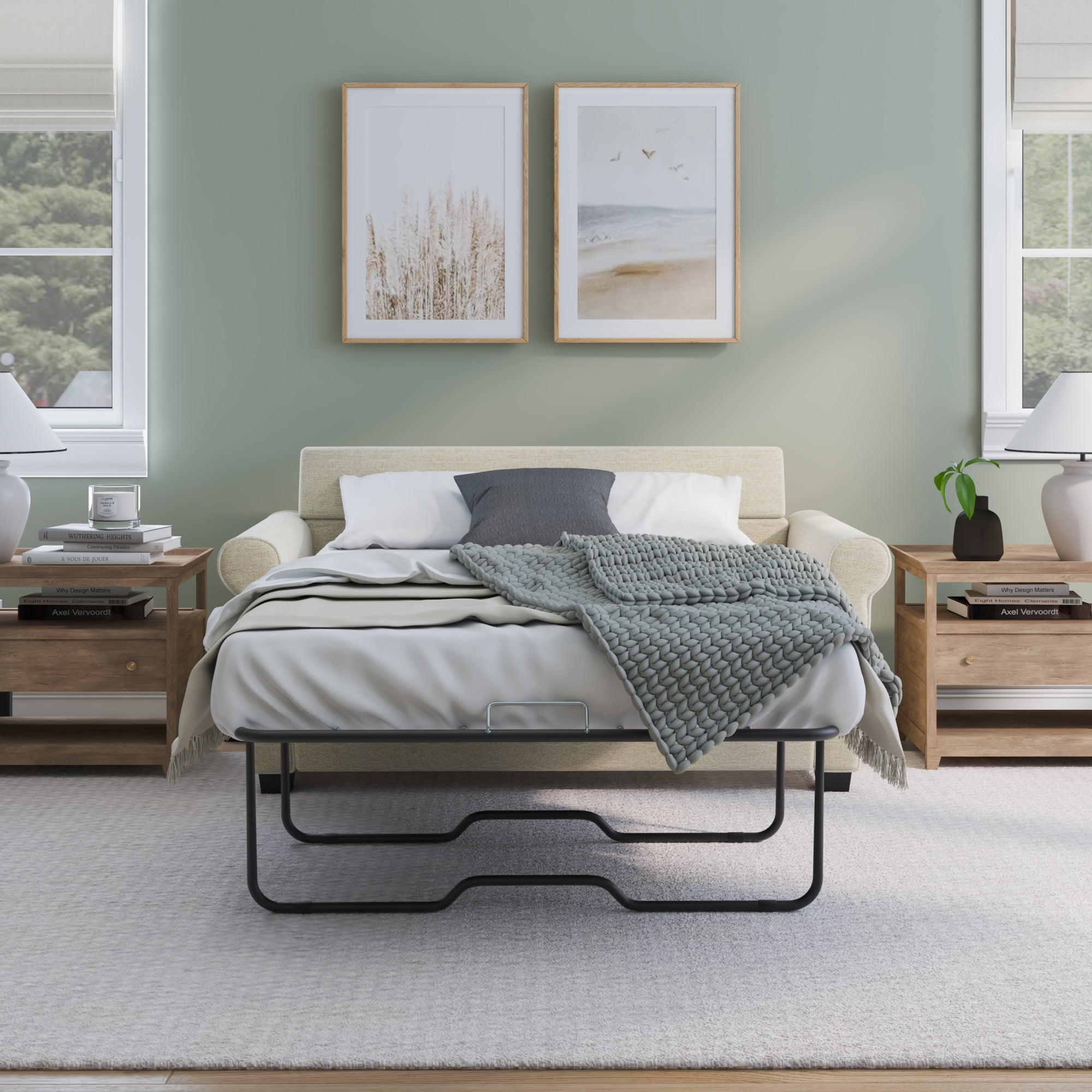 Mainstays Tatum Twin Sleeper 56.25" Loveseat, Beige