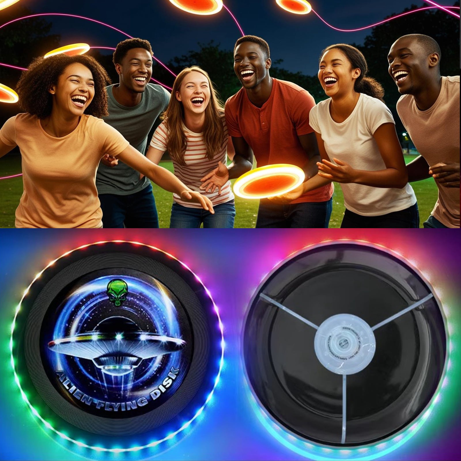 Notus Flying Ring 175g Ultimate Frisbee with 38 LED or 360 LEDs – Million Colors RGB Rechargeable Flying Disc, 12 Lighting Modes, Waterproof Outdoor Sports Game, Night play & backyard Fun White