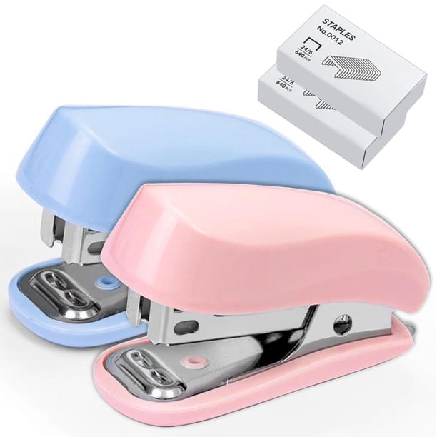 Mini engrapadora WIWUE GUO azul y rosa con kit de 1280 grapas