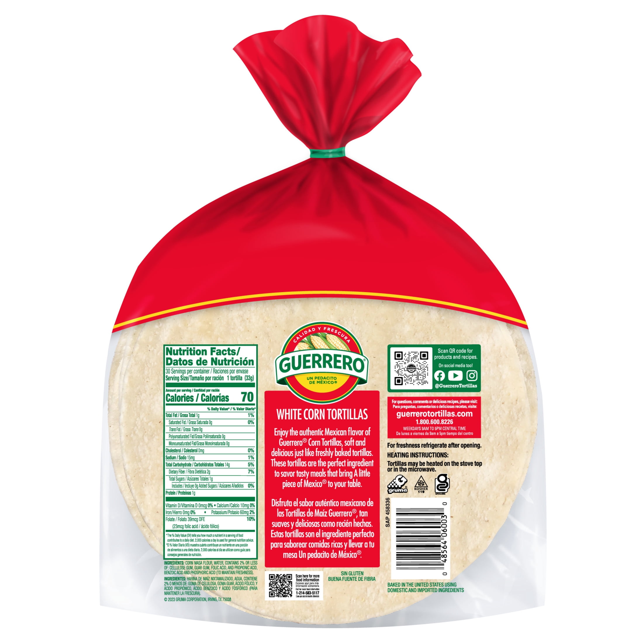 Guerrero White Corn King Size Tortillas, 30 Count