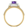 thumbnail image 4 of 1.58 ct Brilliant Round Cut Natural Amethyst 18K Yellow/White Gold(multi tone) Halo Solitaire with Accents Engagement Bridal Wedding Ring Band Set size 9.75, 4 of 7