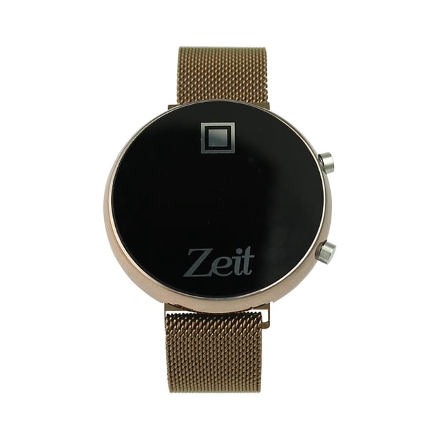 Reloj Zeit/Unisex/Metal Digital/Caja Redonda grande dos botones Cobre/Digital led rojo/Mesh Iman Co Zeit Digital