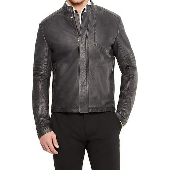 Mens Leather Jacket Slim Fit Biker Motorcycle Black Genuine Lambskin Jacket Coat A271