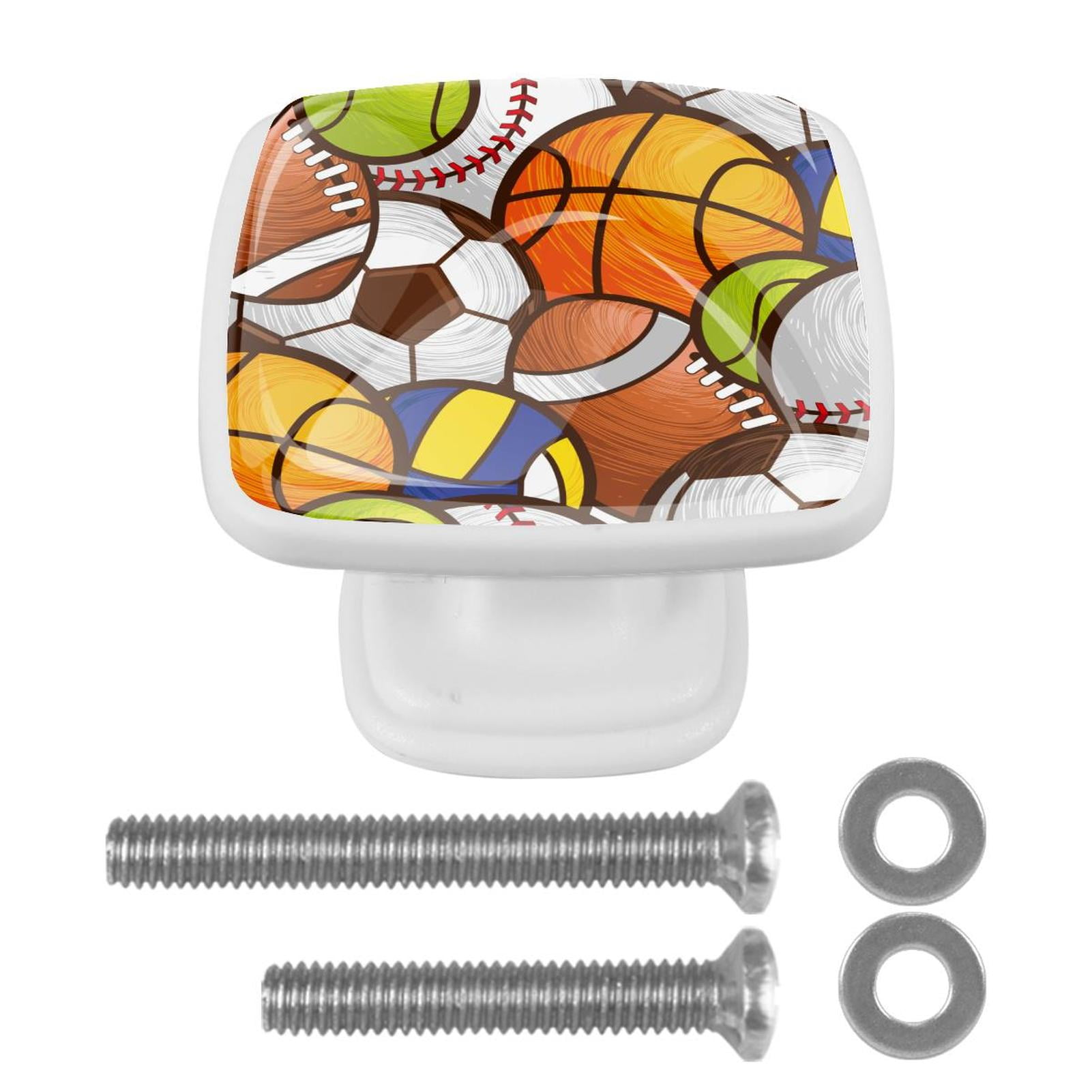 Ownta Basketball Baseball Soccer Football Square Glass Drawer Handles