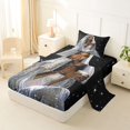 thumbnail image 2 of Castle Fairy Glam Black Woman Twin Sheets 3pcs,Glitter Stars Print Bedding,Silver,1 Fitted Sheet, 1 Flat Sheet and 1 Pillowcase, 2 of 6