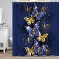 thumbnail image 4 of SUNOLIFE Blue Butterfly Shower Curtain Navy Blue Waterproof Fabric Bathroom Curtain with Hooks,72x72 in, 4 of 6