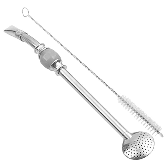 NICEXMAS Stainless Steel Drinking Straw with Filter and Cleaning Brush Grey