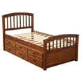 thumbnail image 2 of Abrihome Twin Size Platform Storage Bed Solid Wood Bed with 6 Drawers,Walnut, 2 of 4