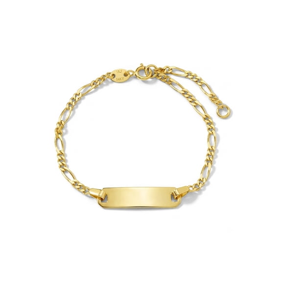 14k Yellow Gold Unisex Adjustable ID Bracelet Engravable Identification Tag 4.5"