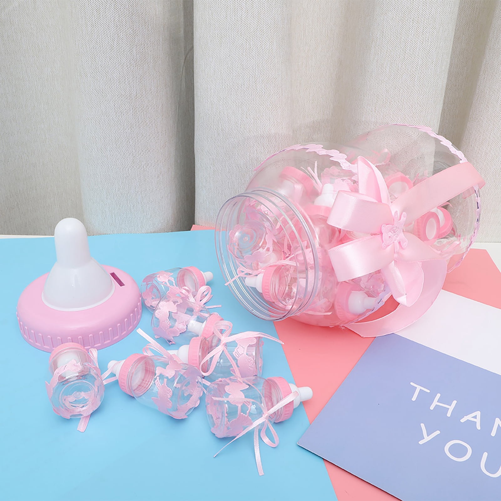 Yajisi 30 Count Cute Baby Feeding Bottle Shape Candy Gift Boxes for Gender Reveal Baby Shower Party Favors, Pink (38cm / 15.0 inches)