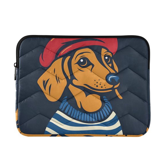 FORMRS 13"-13.3" Laptop Sleeve Protective Case Soft Carrying Quilted Computer Bag Cover, Blue Dog Artist