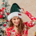 thumbnail image 3 of Christmas Sequin Hat for Adults Shiny Sequin Santa Cap with Bow Fuffy Pompom New Year Festive Holiday Party Cap Decor, 3 of 8