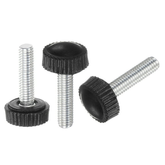 Uxcell 20 Packs M5 x 20mm Metric Male Thread Knurled Knobs Thumb Screw Clamping Knobs Grip Black