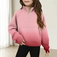 thumbnail image 2 of zbxnLI Girls Half Zip Sweatshirts with Thumbholes Long Sleeve Mock Neck Pullover Cropped Tops with Pocket, 2 of 5