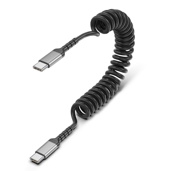 Umefly USB C to USB C Cable Coiled Retractable PD 3.0 Fast Charging 3ft 1 Pack