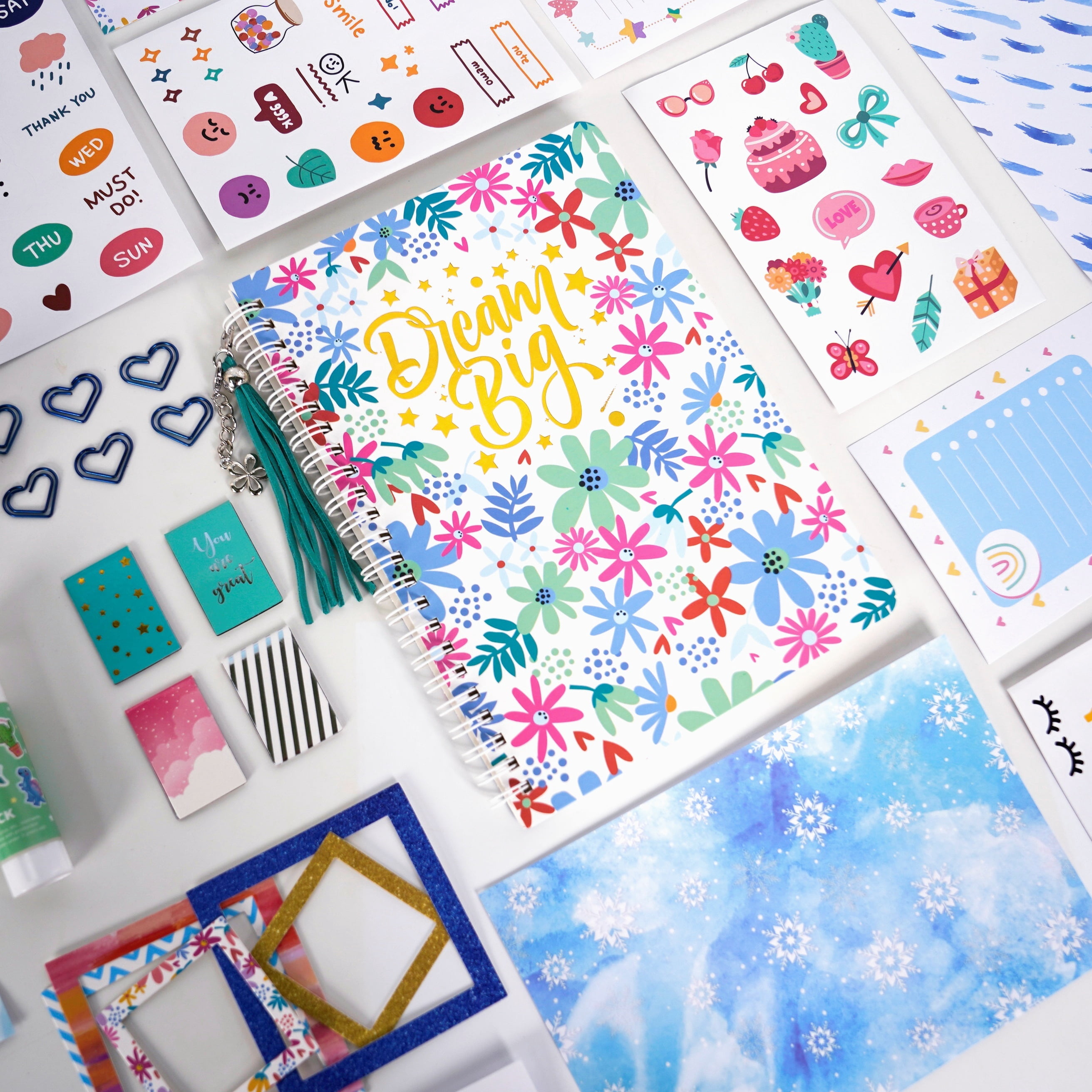 Girls DIY Journal Kit,48 Pcs Journaling Art Crafts Kit,Creativity Scrapbook Diary Supplies Set,Girl Birthday Christmas Gifts, Ideal Gift for Tween and Teen Girls 8-14 Year Old(Blue)