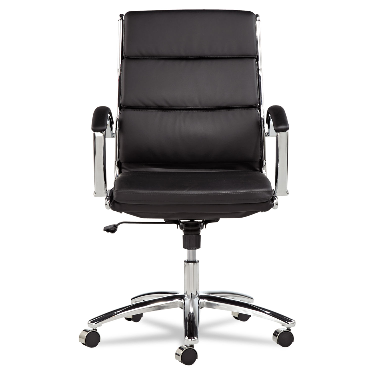 Alera Neratoli Mid-Back Slim Profile Chair, Faux Leather, Supports Up to 275 lb, Black Seat/Back, Chrome Base - image 4 of 8