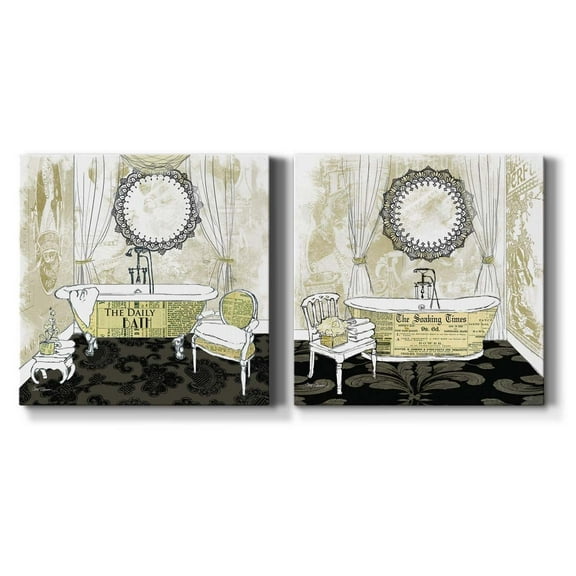 Shadow Leaves I - Premium Gallery Wrapped Canvas - Ready to Hang Set of 2 - 24 x 24 Each