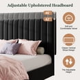 thumbnail image 6 of Amolife Queen Bed Frame, Platform Bed with Adjustable Velvet-Wrapped Headboard and 4 Storage Drawers, No Box Spring Required, Black, 6 of 14