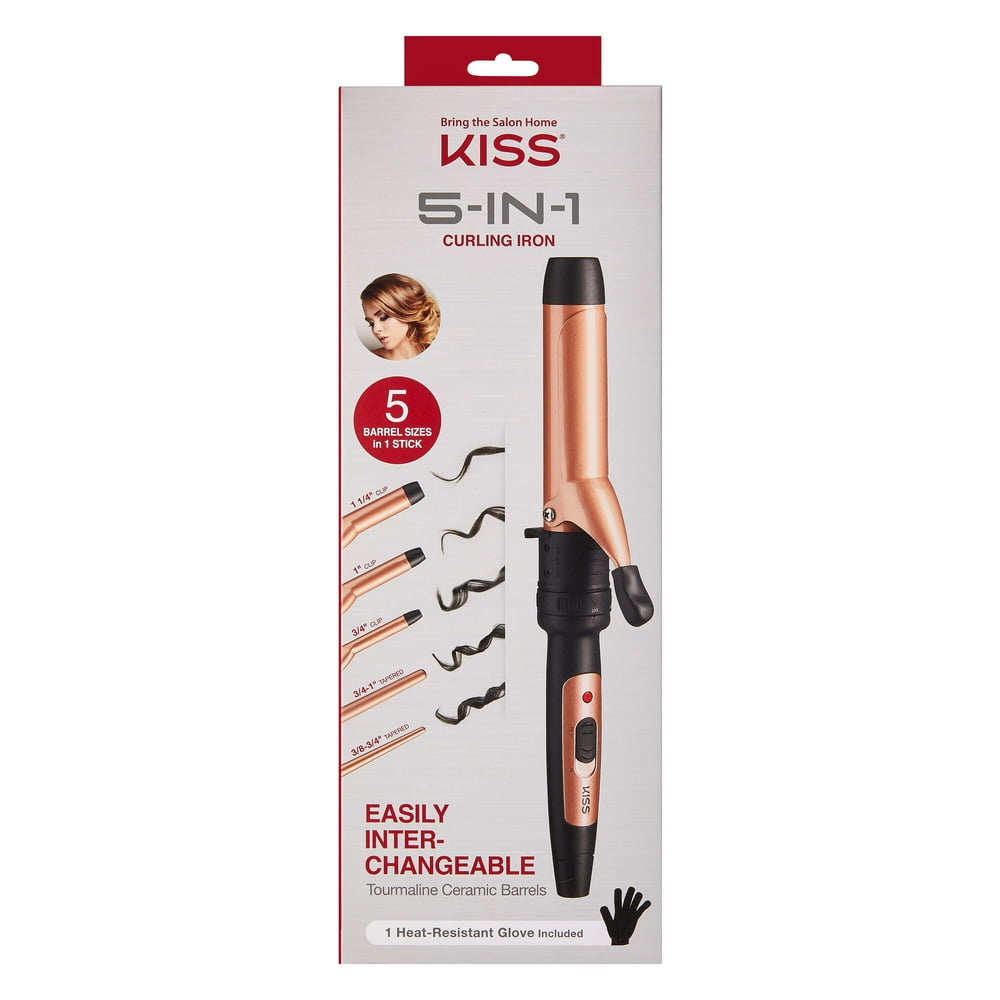 KISS 5IN1 Curling Iron, Interchangeable Barrels, Rose Gold Walmart