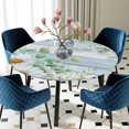 thumbnail image 5 of Elastic Fitted Round Tablecloth, Daisy Spring Floral Waterproof Stretch Table Cover for 36"-44" Tables, Eucalyptus Leaves Watercolor Wooden Washable Outdoor Tablecloths for Patio, Picnic, Camping, 5 of 9