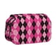 thumbnail image 1 of Disketp pink and black argyle Estuche de Lápices de Doble Capa con Tapa Abatible y Cremallera, Organizador Escolar para Adolescentes y Adultos, 1 of 7