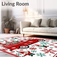 thumbnail image 2 of ODIKA 2'x3' Machine Washable Non-Slip Area Rug, Holiday Truck Adventure With Festive Gnome Companions And Snowflake Details High Traffic Rug, Red, 628098, 2 of 7