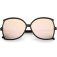 thumbnail image 1 of Women's Oversize Butterfly Sunglasses Slim Arms Colored Mirror Lens 61mm (Black / Pink Mirror), 1 of 4